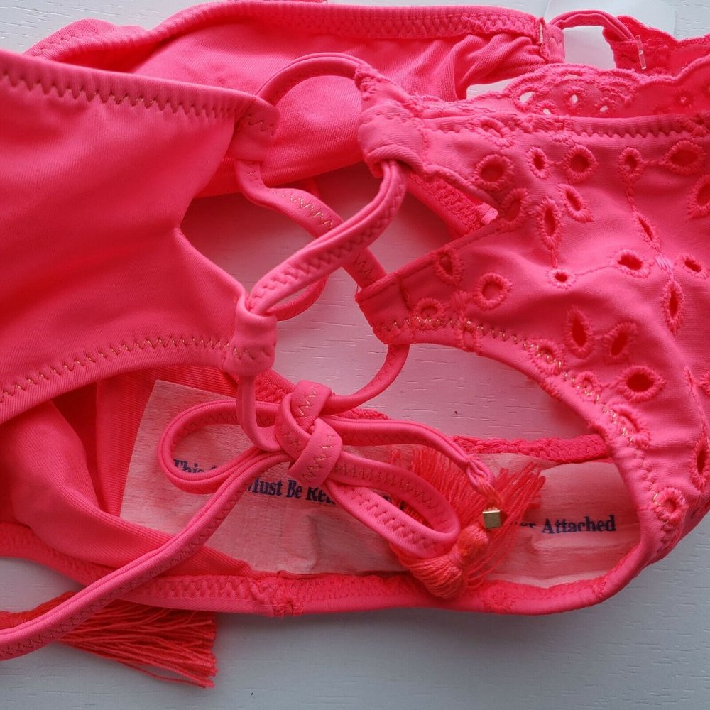 Shade & Shore NWT Pink Eyelet Tassel Bikini Bottom - Picture 3 of 8